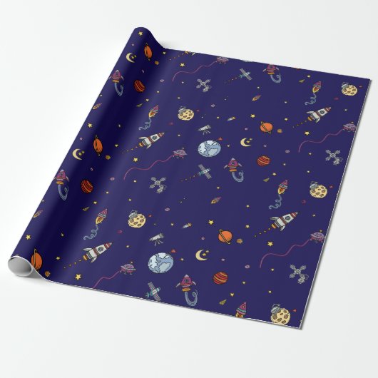 Astronaut und Moon Geschenkpapier (Ungerollt)