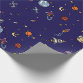 Astronaut und Moon Geschenkpapier (Ecke)
