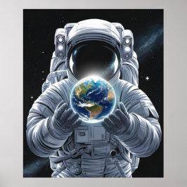 Astronaut und Planet Erde Poster