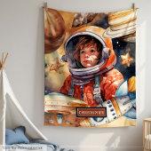 Astronaut und Planeten Blanket Personalisierte Kin Fleecedecke