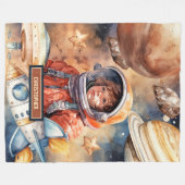 Astronaut und Planeten Blanket Personalisierte Kin Fleecedecke (Vorderseite (Horizontal))