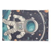 Astronaut und Planeten Kissenbezug (Rückseite)