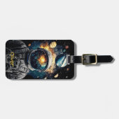 Astronaut und Planeten Kosmische Illustration Gepäckanhänger (Vorderseite horizontal)
