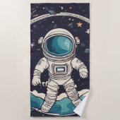 Astronaut und Planeten Strandtuch (Vorderseite)