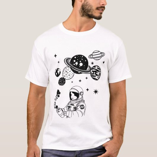 Astronaut und Planeten T-Shirt (Vorderseite)
