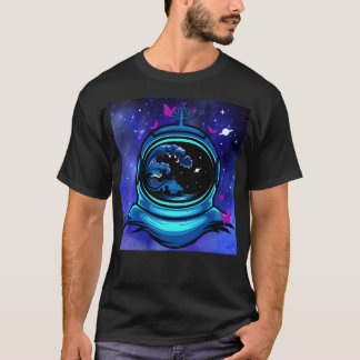 Astronaut und Schmetterlinge T-Shirt
