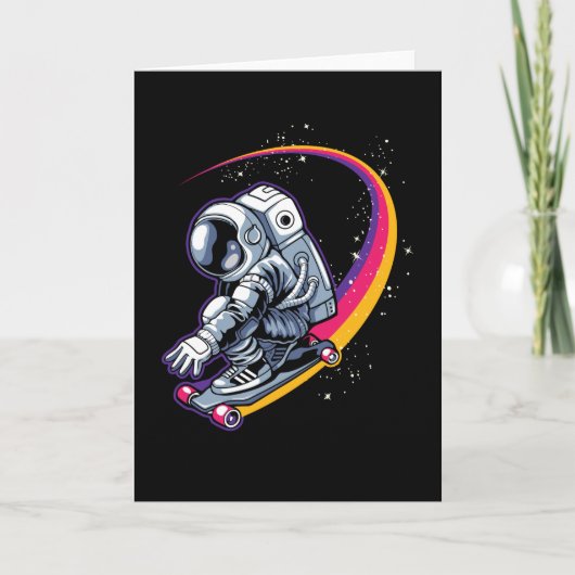 Astronaut und Skateboard Karte (Vorderseite)