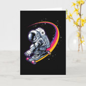Astronaut und Skateboard Karte (Gelbe Blume)