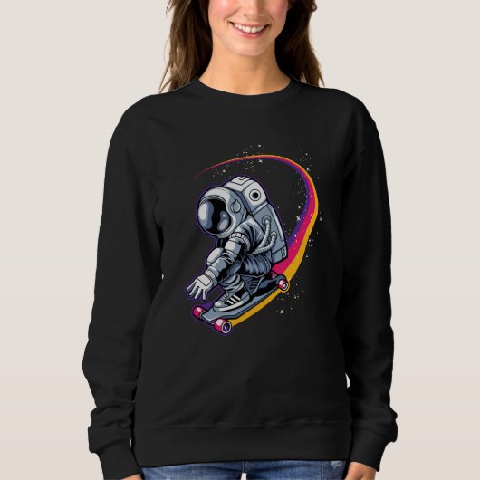 Astronaut und Skateboard Sweatshirt (Vorderseite)