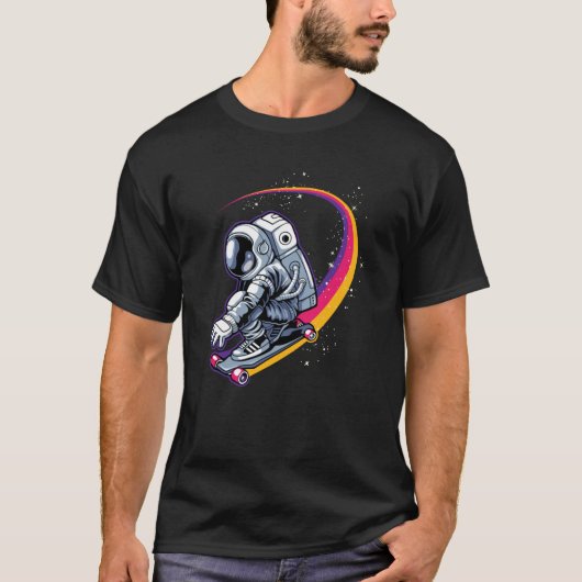 Astronaut und Skateboard T-Shirt (Vorderseite)