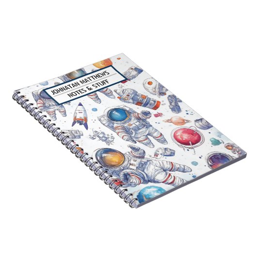 Astronaut und Space Spiral Foto Notebook Notizblock (Rechte Seite)