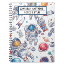Astronaut und Space Spiral Foto Notebook