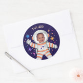 Astronaut und Sterne Foto für den Weltraum Runder Aufkleber (Umschlag)