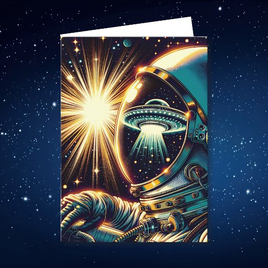 Astronaut und UFO Puff | Geburtstag Karte