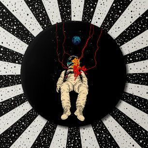 Astronaut und Weltraum Button