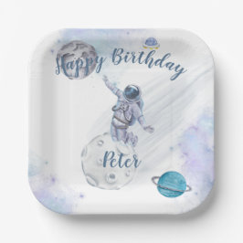 Astronaut und Weltraum Pappteller