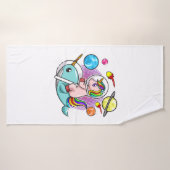 Astronaut Unicorn Reiten Narwhal Weltraum Universu Badehandtuch (Badehandtuch)