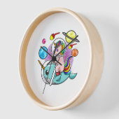 Astronaut Unicorn Reiten Narwhal Weltraum Universu Uhr (Winkel)