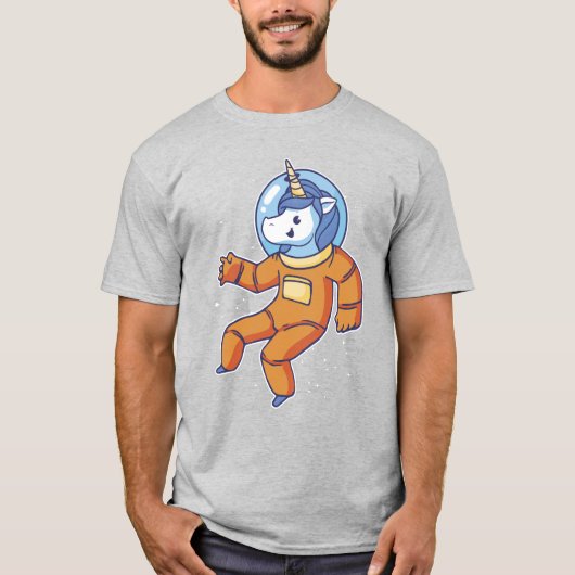 Astronaut Unicorn T Shirt Cartoon Design (Vorderseite)