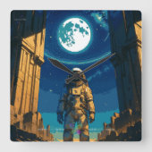 Astronaut unter dem himmlischen Tor Quadratische Wanduhr (Vorderseite)