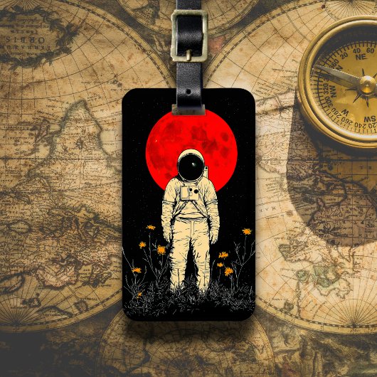 Astronaut unter dem roten Mond Gepäckanhänger