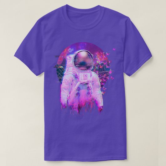 Astronaut Vaporwave Butterfly Synthwave Retrowave T-Shirt (Design vorne)