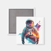 Astronaut Vector Art Space Discovery Magnet (Vorderseite/Rückseite)