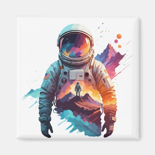 Astronaut Vector Art Space Discovery Magnet (Vorne)