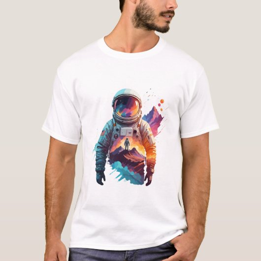 Astronaut Vector Art Space Discovery T-Shirt (Vorderseite)