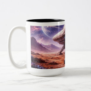 Astronaut verlässt Raumschiff Zweifarbige Tasse
