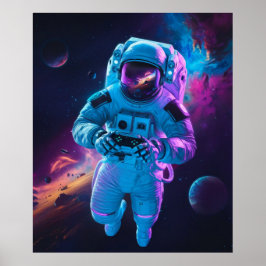 Astronaut Video Game Vibranty Futuristic Poster