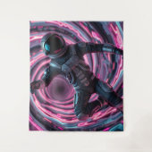 Astronaut vor einem rosa Vortex Wandteppich (Vorderseite)