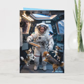 Astronaut Walkin' the Dog Card Feiertagskarte (Rückseite)