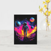 Astronaut Walking In Galaxy Outer Space Explorer S Karte (Gelbe Blume)