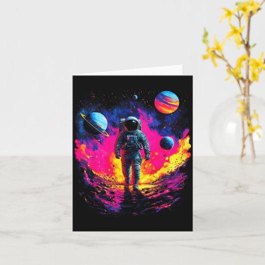 Astronaut Walking In Galaxy Outer Space Explorer S Karte (Gelbe Blume)