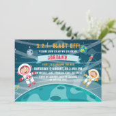 Astronaut Weltraum Einladung zum Geburtstag (Stehend Vorderseite)