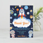 Astronaut Weltraum Geburtstag Danke Karte (Stehend Vorderseite)