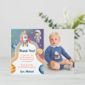 Astronaut Weltraum Geburtstag Danke Karte (Stehend Vorderseite)