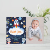 Astronaut Weltraum Geburtstag Danke Karte (Stehend Vorderseite)