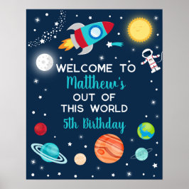 Astronaut Weltraum Geburtstag Willkommen Poster