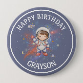 Astronaut Weltraum Junge Geburtstag Button (Vorderseite)