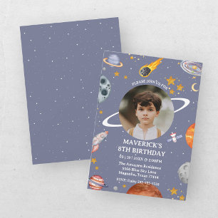Astronaut Weltraum Kinder Foto Geburtstag Einladung