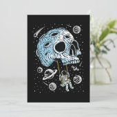 Astronaut Weltraum Kunst Zeichnend Skull Moon Gala Einladung (Stehend Vorderseite)