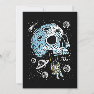 Astronaut Weltraum Kunst Zeichnend Skull Moon Gala Einladung