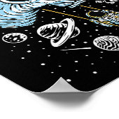 Astronaut Weltraum Kunst Zeichnend Skull Moon Gala Poster (Ecke)