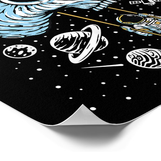 Astronaut Weltraum Kunst Zeichnend Skull Moon Gala Poster (Ecke)