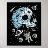 Astronaut Weltraum Kunst Zeichnend Skull Moon Gala Poster (Vorne)