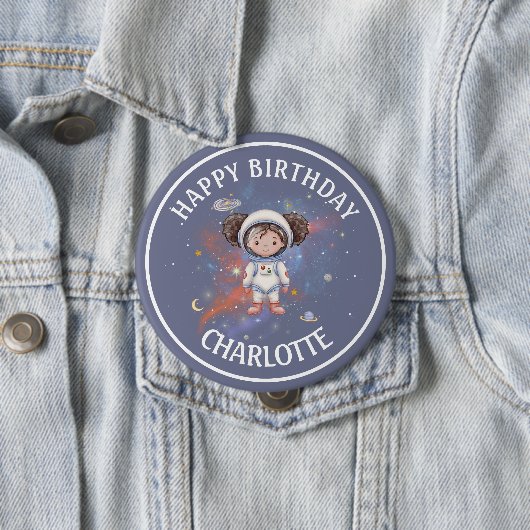 Astronaut Weltraum Mädchen Geburtstag Button (Beispiel)
