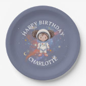 Astronaut Weltraum Mädchen Geburtstag Pappteller (Vorderseite)