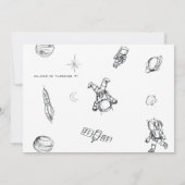 Astronaut Weltraum Minimalistisch 1 Foto Geburtsta Einladung (Rückseite)